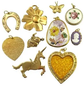 Authentic The Alchemist's Fortune: Vintage Floral and Horseshoe Gold-Plated Charms Lot