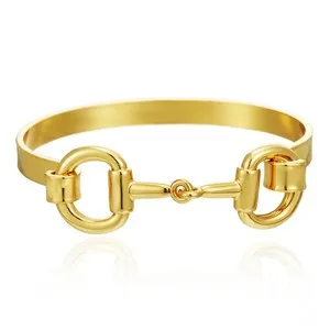 Authentic AOLIMI 18K Gold Plated Horse Bit Bangle Bracelets for Women Trendy Horseshoe ...