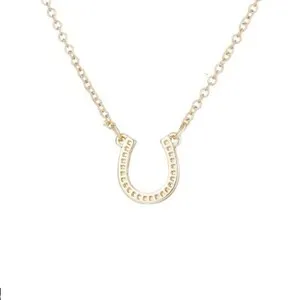 Authentic Gold Plated Horseshoe Pendant Necklace Good Luck Charm Horse Shoe
