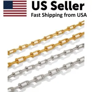 Authentic 18K Gold Plated Stainless Steel U Shape Horseshoe Necklace Chain 6.5cm*20"