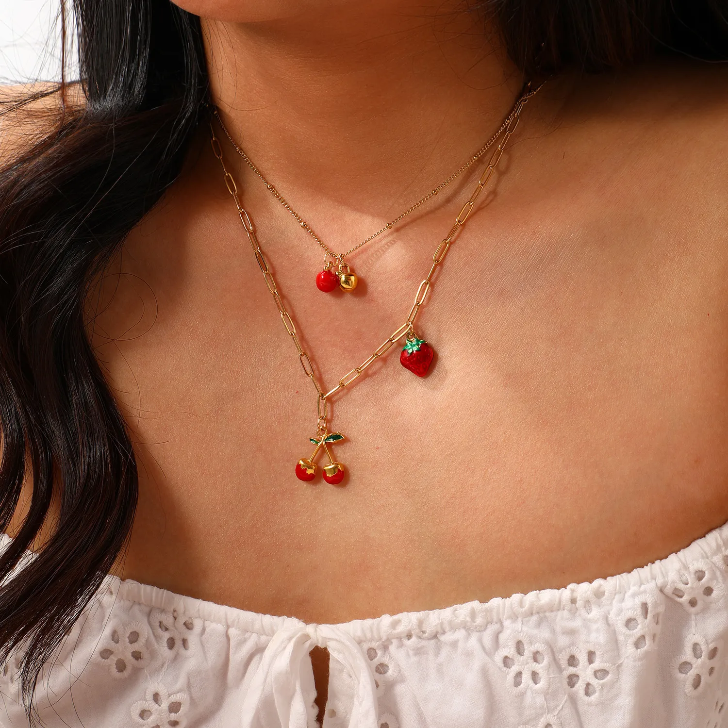 Authentic Surrender to Abundance: Golden Cherry Apple Charm Pendant