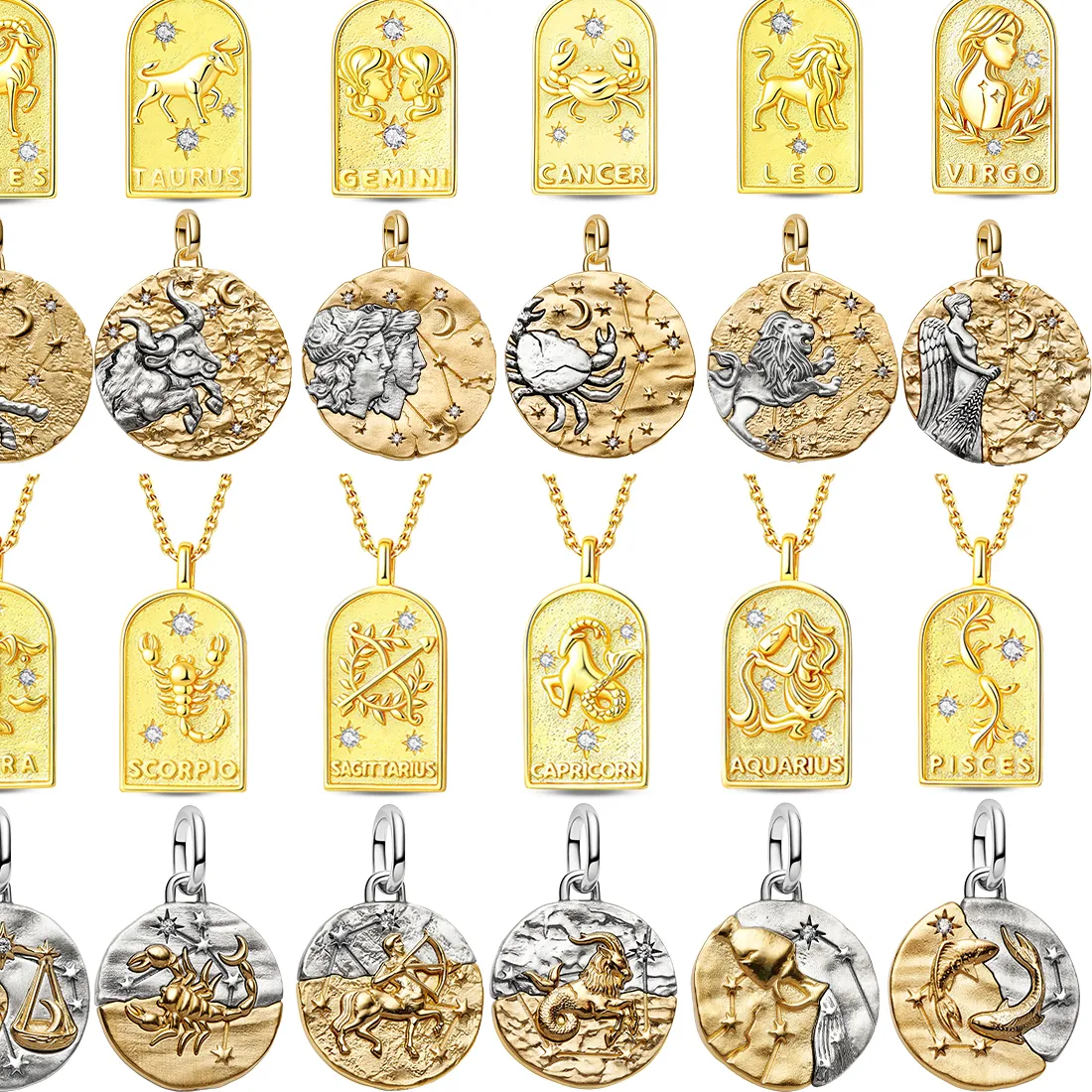 Authentic Celestial Gold‑Infused Zodiac Disc – 925 Silver Amulet of Destiny