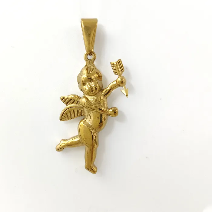 Authentic Vintage Cupid Charm Pendant Necklace Waterproof 18K Gold Plated Necklace Jewelry