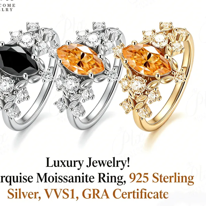 Authentic Radiant Dawn: Champagne Moissanite Marquise Cut Ring
