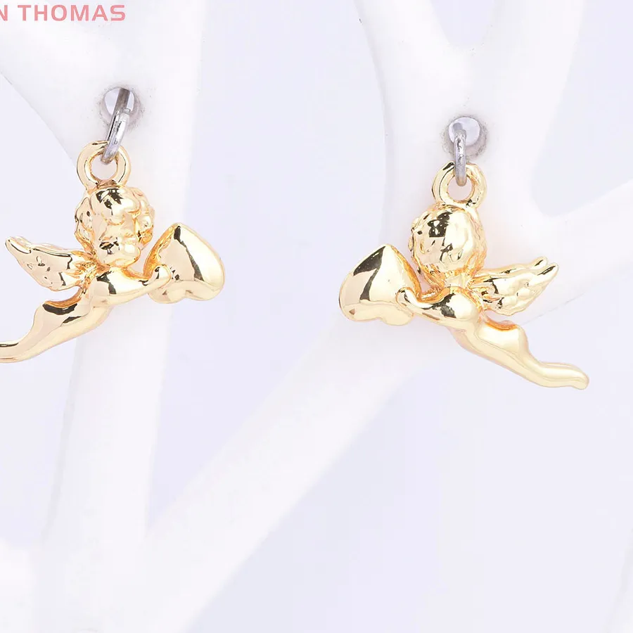 Authentic (10810)10PCS 18K Gold Color Plated Heart-shaped Cupid Shaped Pendants Hith Quality Diy Jewelry Making Findings Accessories