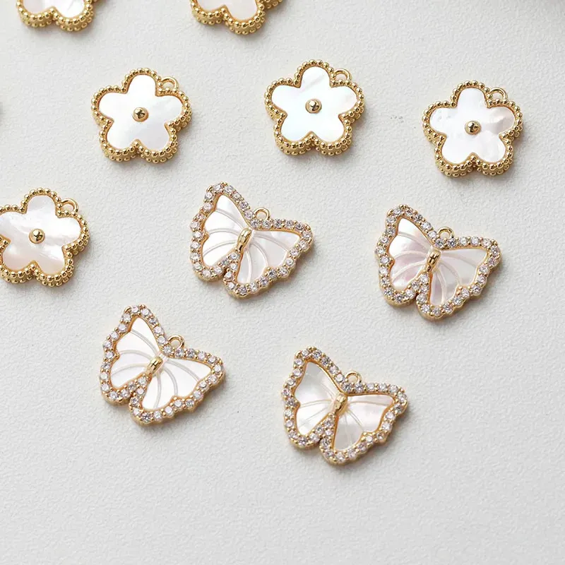 Authentic 2pcs 15mm Round Natural Shell Angel Cupid Pendant Charms for Jewelry Making Necklace DIY Hand Gold Plated Accessories