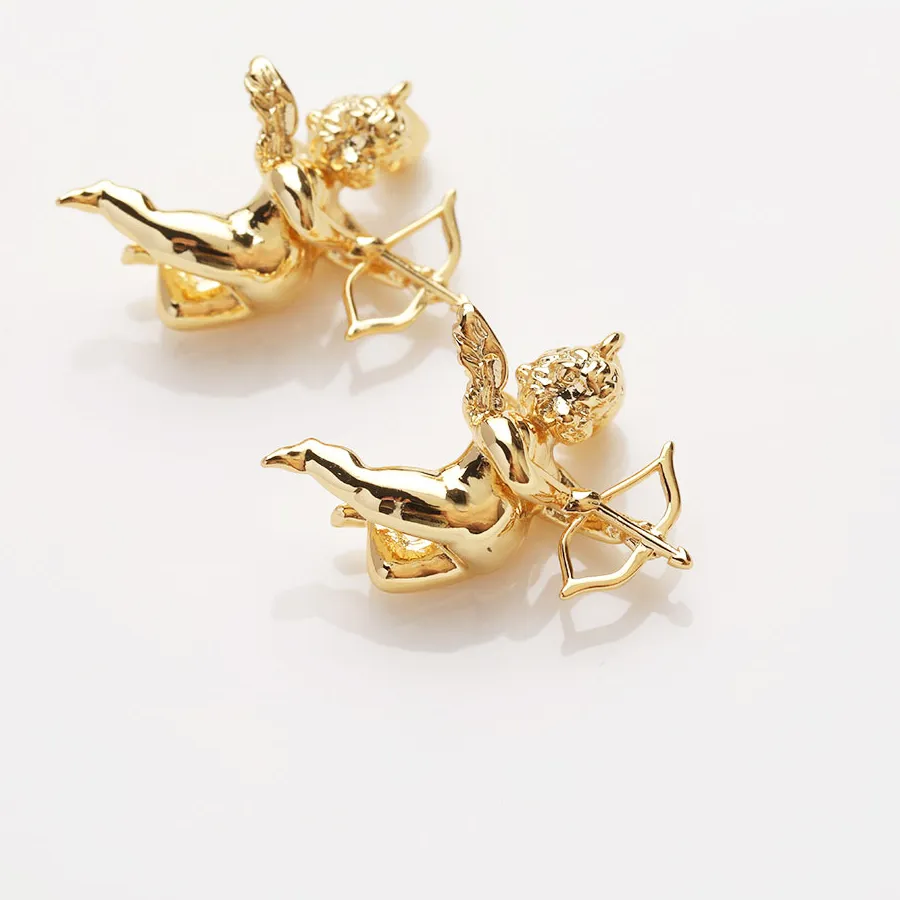 Authentic 2PCS Dainty Brass Angel Cupid Charms for Jewelry Making Necklace Pendant DIY Hand Made  14k Gold Plated Accessory 23*22mm
