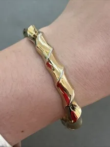 Authentic Vintage Gold Plated Bamboo Design Bangle