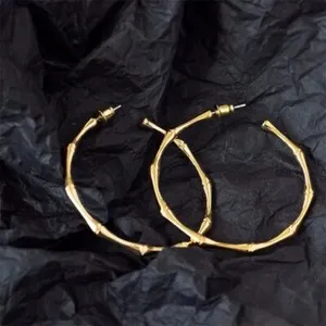 Authentic Radiant Groves: 18K Gold-Plated Sacred Bamboo Hoops