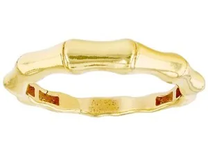 Authentic Graduated Bamboo Band Ring 18K Yellow Gold Plated Sterling Silver 6 ~12