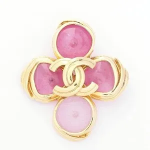 Authentic CHANEL 96P Coco Mark CC Pink Gripoix Gold Plated Pin Brooch - Rare Vintage Enchanted Talisman