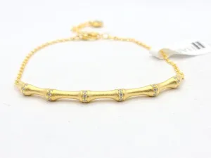 Authentic HALO Jewelers Bamboo Bracelet Antique 18k Gold Plated Sterling Silver 6.5-8"