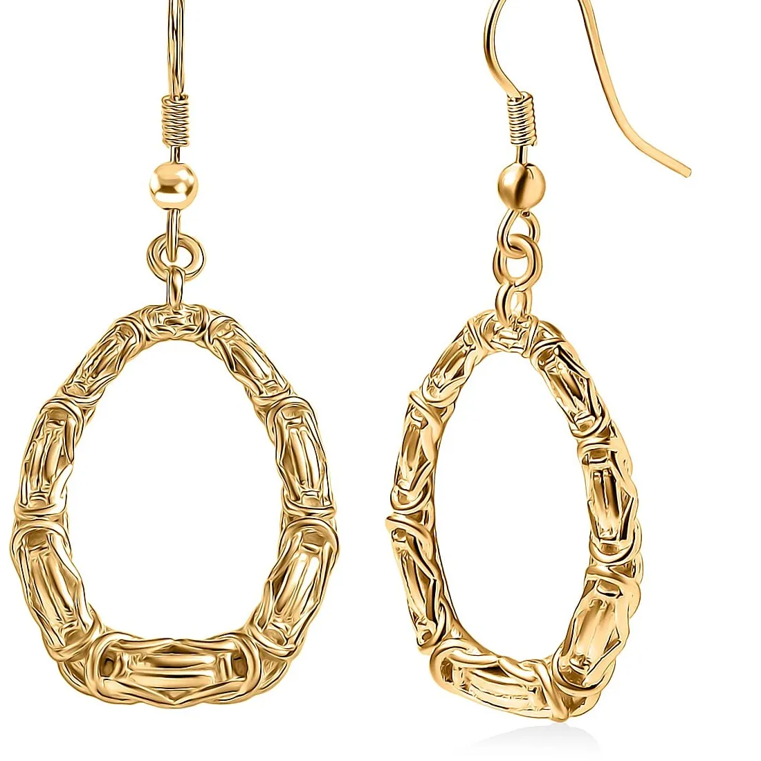 Authentic Bamboo Drop Earrings 18K Yellow Gold Plated Bronze