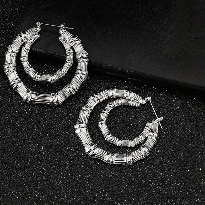 Authentic The Golden Bamboo Circle of Resilience Huggie Earrings