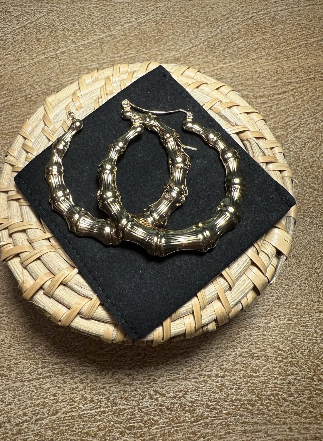 Authentic Whispers of Nature's Wisdom: Enchanted Gold Plated Bamboo Hoops - Harmony of Earthy Elegance