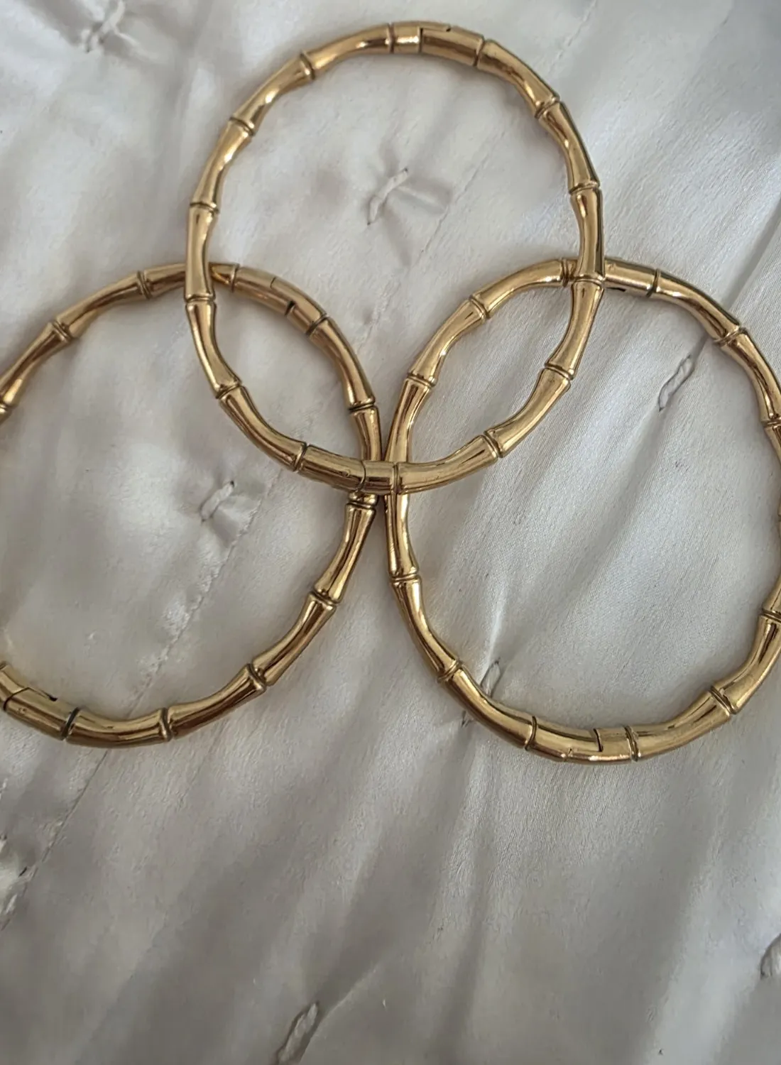 Authentic Sacred Harmony Bangle Trio - Balancing Energetic Flow with Gold Plated Bamboo Resonance