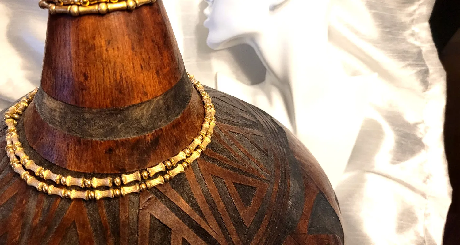 Authentic Sacred Harmony of Bamboo - 28'' Gold Plated Monet Necklace & Bracelet Set