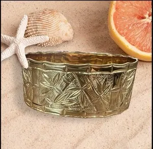 Authentic 28mm Gold Plated Bamboo Hawaii Flower Kuuipo Bangle Bracelet