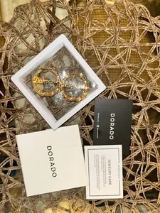 Authentic 18K Gold Plated Bamboo Earrings 40mm