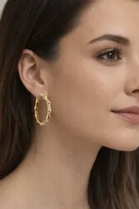 Authentic Celestial Bamboo Whispers: 18K Gold-Plated Sacred Hoops