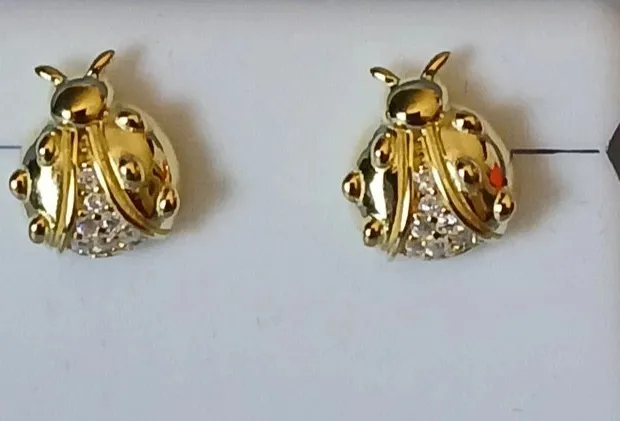Authentic Mystical Ladybug Fortune: Amplify Good Luck with 14K Gold Plated Moissanite Stud Earrings