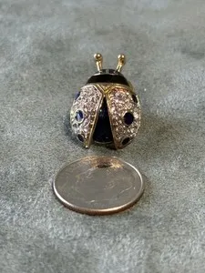 Authentic Lucky Ladybug Enamel Pin – Black & Gold 18KT Plated