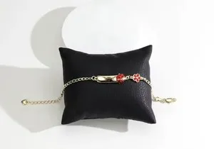 Authentic Gold-plated baby bracelet with enamel flower and ladybug charms. Box