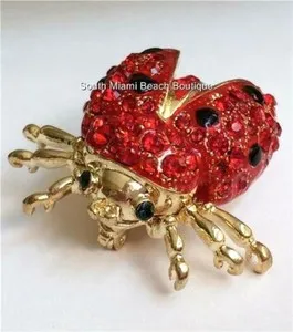 Authentic Ladybug Brooch Pin Black Insect Lady Bug Gold Plated Red Black Crystals USSeller