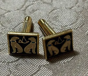 Authentic Canine Guardian: Protective Harmony in Gold-Plated Cufflinks