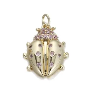 Authentic 1PC 18K Gold Plated Ladybug CZ Pave Charm Pendant 15X23mm GYJ81-088