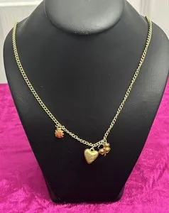 Authentic Gold Plated Charm Necklace Ladybug Heart Pendant for Women