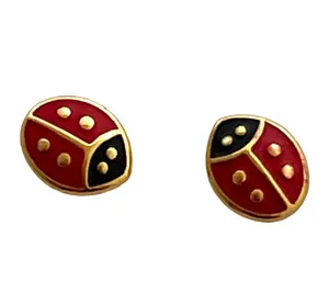 Authentic Scarlet Fortune: Gilded Ladybug Studs of Protection