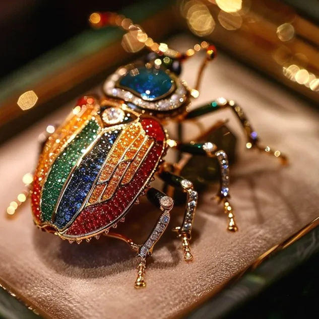 Authentic Vintage 18k Gold Plated Enamel Ladybug Brooch Pin Men Women Jewelry Gift + Box