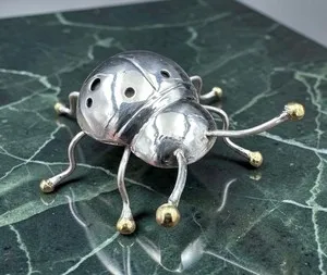 Authentic EXCLUSIVE HANDMADE DESIGNER PENDANT JEWELRY - silver 925 ladybug bug gold plated