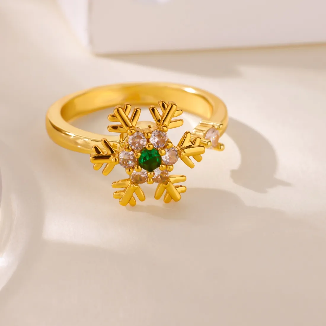 Authentic Whirlwind of Serenity: Golden Snowflake Ring of Inner Peace