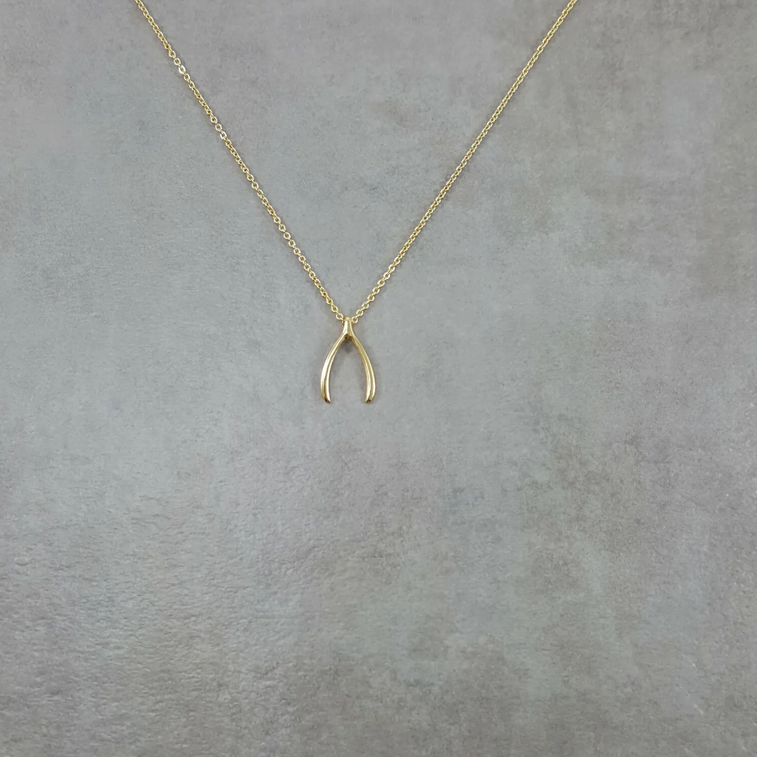Authentic Wishbone GOLD Plated Necklace Handmade Adjustable Unique Charm Pendant Lucky