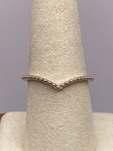 Authentic Pandora Rose Gold Plated Beaded Finished Wishbone Ring Size 8.5
