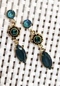 Authentic Emerald Whispers of the Victorian Court: Gold-Plated Swarovski Crystal Earrings