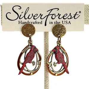Authentic Crimson Sentinel Forest Spirit Dangle Earrings