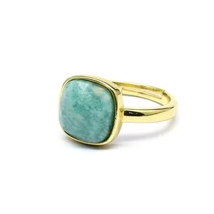 Authentic Verdant Whisper A 24K Gold- Plated Drop Ring With Nature's Stone