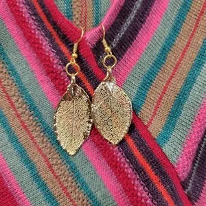 Authentic Gilded Foliage Drop Earrings in 24K Gold Plating