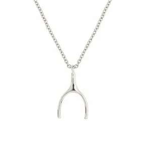 Authentic The Eternal Promise Wishbone Pendant - 18k White Gold Plated Destiny Amulet