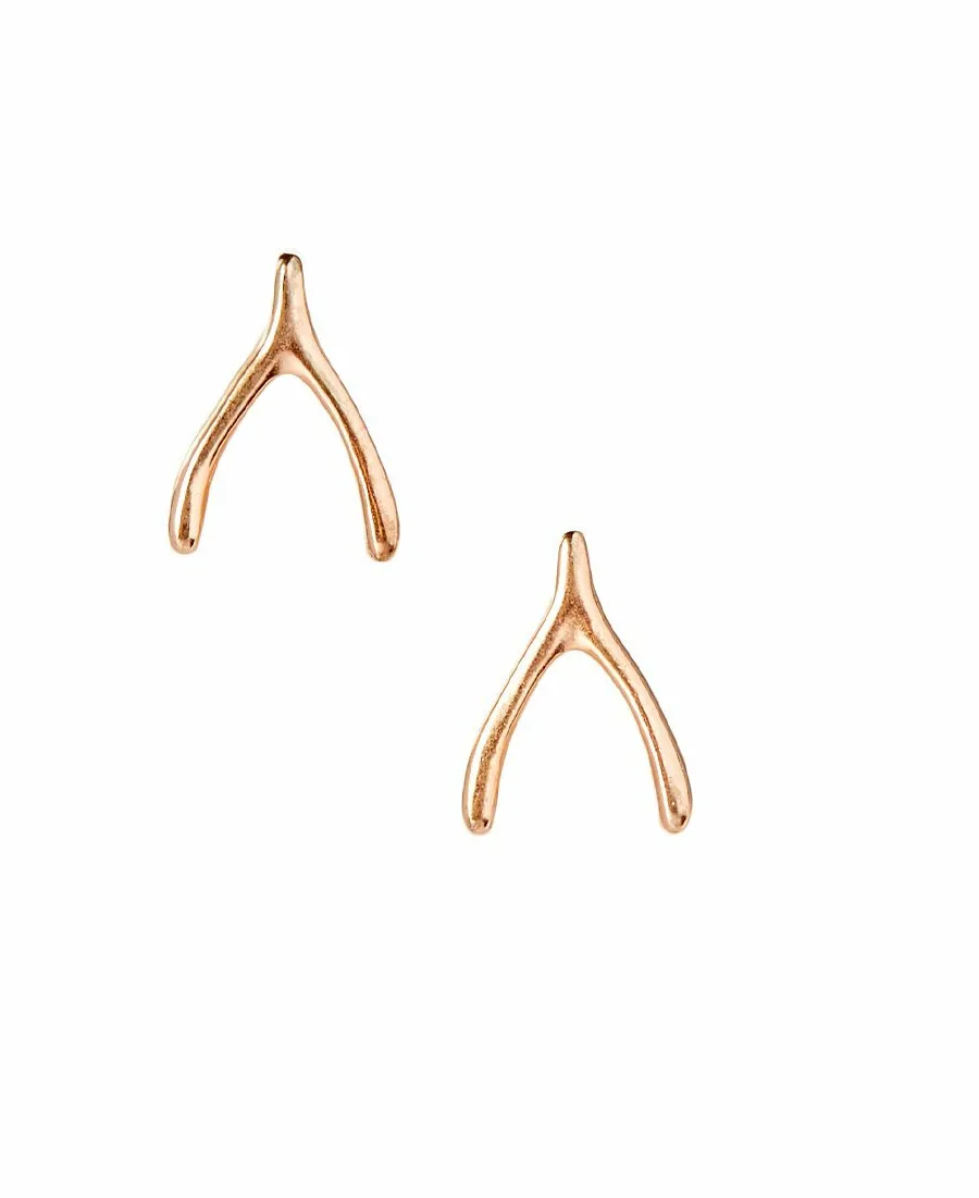 Authentic Sterling Silver 14K Rose Gold-Plated Wishbone Earrings