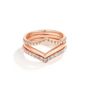 Authentic The Whispering Arc Wishbone Trio Stackable Ring in Luminous Rose Gold