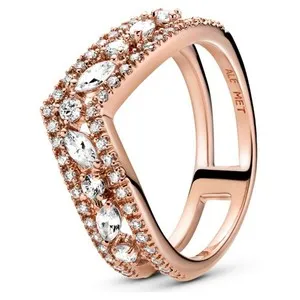 Authentic Pandora Sparkling Marquise Double Wishbone Ring Rose Gold Plated CZ 189095C01-54