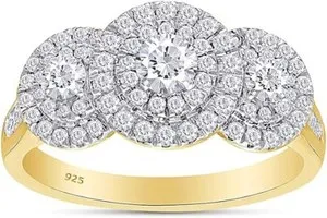 Authentic Celestial Trinity: 1ct Diamond Halo Ring of Eternal Light