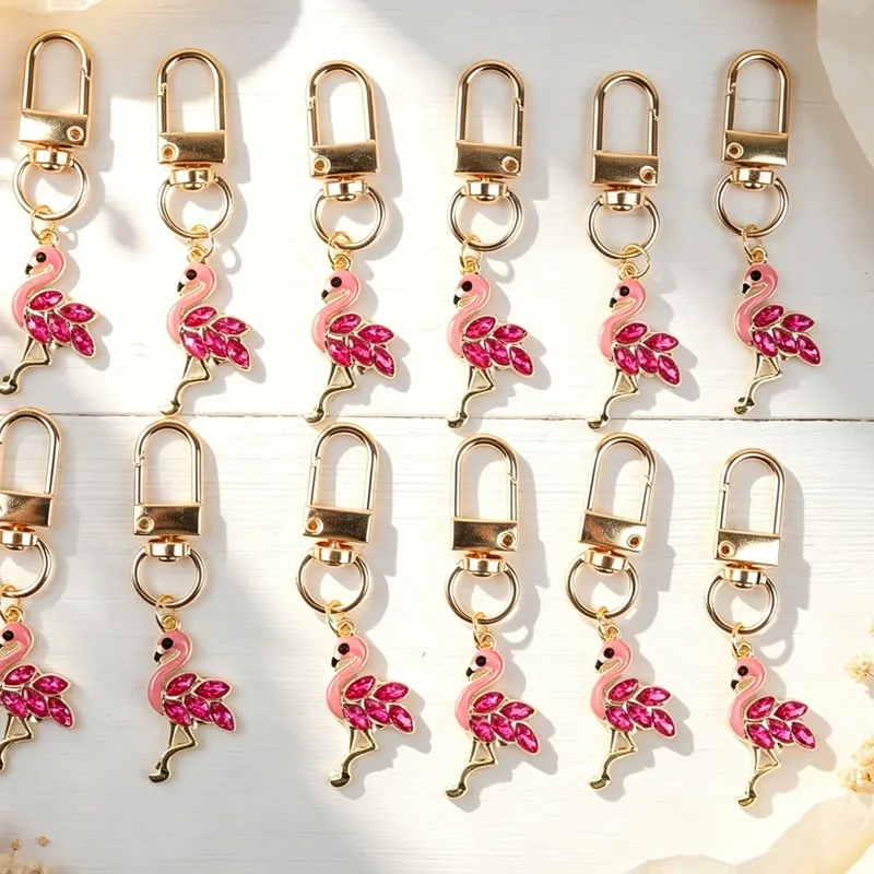 Authentic 12 Of Elegant And Charming Flamingo Keychains, Novel And Unique Animal- Themed Pendants, Suitable As Small To Express Gratitude To Colleagues And Friends Who Have Helped You, Bag Pendants.