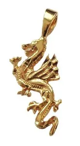 Authentic Gold-Plated Dragon Pendant Fantasy Creature With Wings