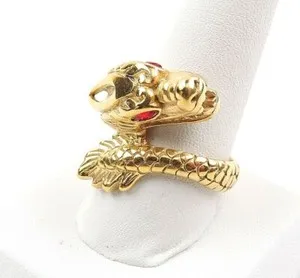 Authentic Fiery Dragon's Gaze Ring - Gold Plated Amulet of Power and Passion
