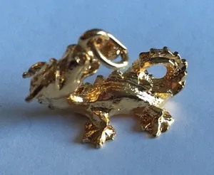 Authentic Vintage Sterling Silver Dragon Charm Gold Plated Never Use